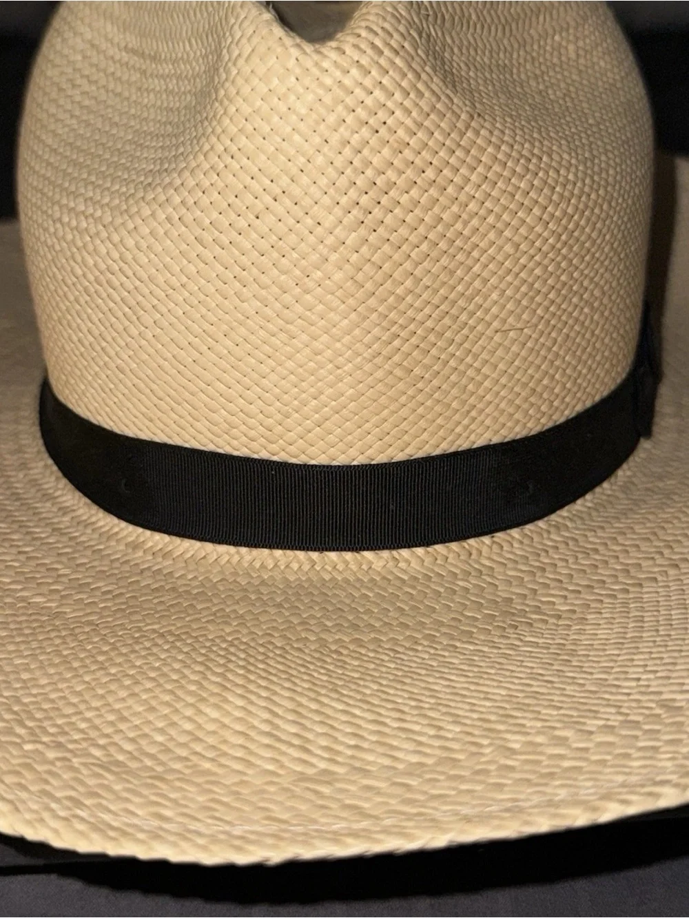 Pantropic Genuine Panama Hat Natural Straw Fedora Wide Brim Black Band Unisex